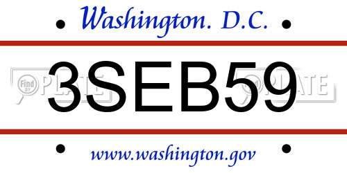 3SEB59 District Of Columbia License Plate