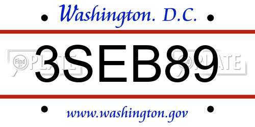 3SEB89 District Of Columbia License Plate