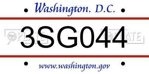 3SG044 District Of Columbia License Plate