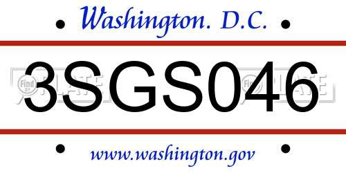 3SGS046 District Of Columbia License Plate