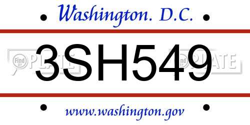 3SH549 District Of Columbia License Plate