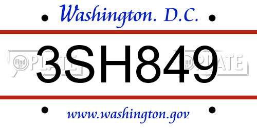3SH849 District Of Columbia License Plate