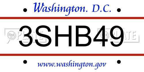 3SHB49 District Of Columbia License Plate