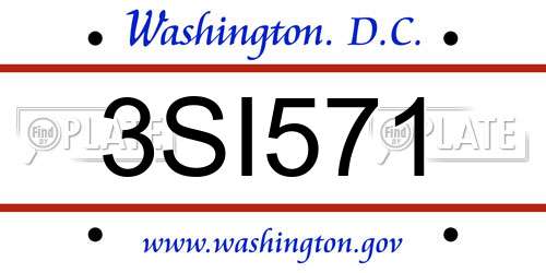 3SI571 District Of Columbia License Plate