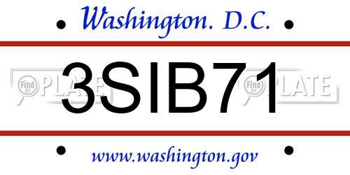 3SIB71 District Of Columbia License Plate
