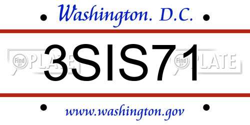 3SIS71 District Of Columbia License Plate