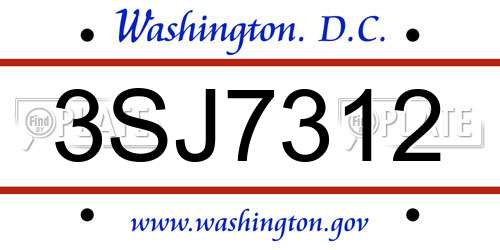 3SJ7312 District Of Columbia License Plate