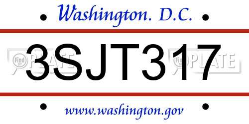 3SJT317 District Of Columbia License Plate