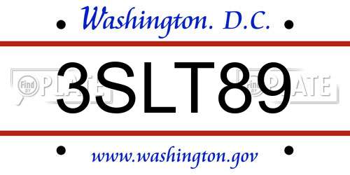 3SLT89 District Of Columbia License Plate