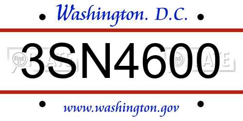 3SN4600 District Of Columbia License Plate