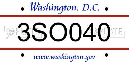 3SO040 District Of Columbia License Plate
