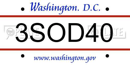 3SOD40 District Of Columbia License Plate