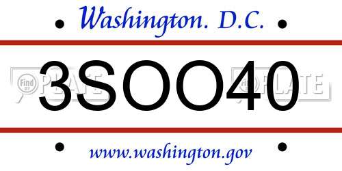 3SOO40 District Of Columbia License Plate