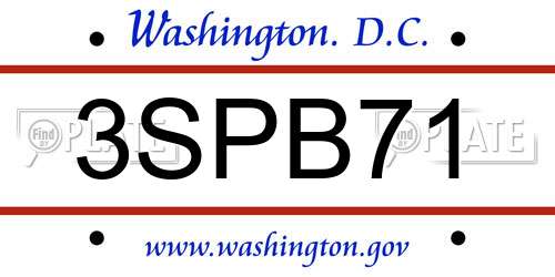 3SPB71 District Of Columbia License Plate