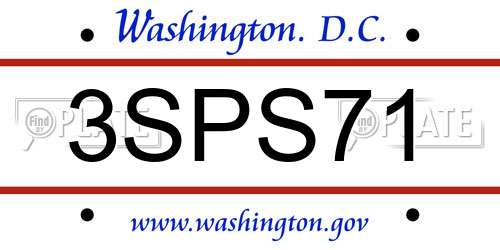 3SPS71 District Of Columbia License Plate