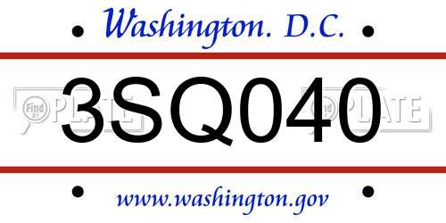 3SQ040 District Of Columbia License Plate