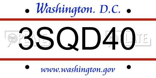 3SQD40 District Of Columbia License Plate
