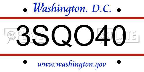 3SQO40 District Of Columbia License Plate