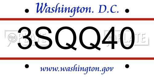 3SQQ40 District Of Columbia License Plate