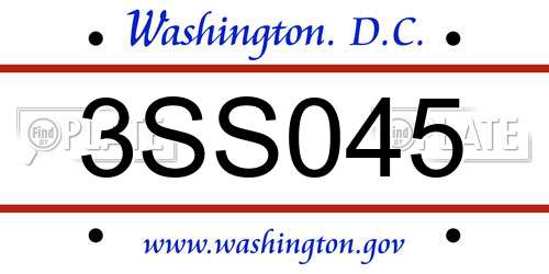 3SS045 District Of Columbia License Plate