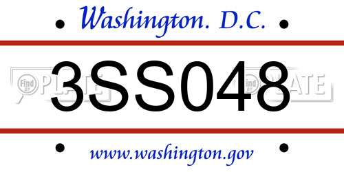 3SS048 District Of Columbia License Plate
