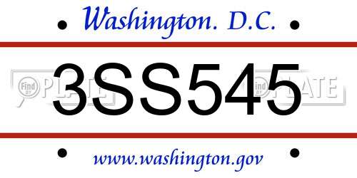 3SS545 District Of Columbia License Plate