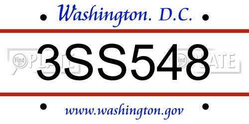3SS548 District Of Columbia License Plate