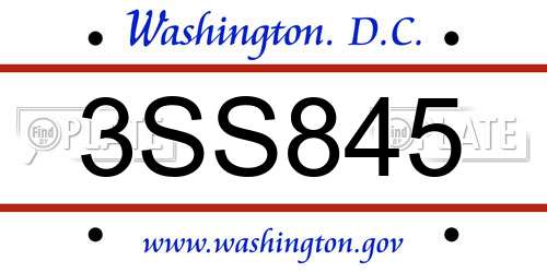 3SS845 District Of Columbia License Plate