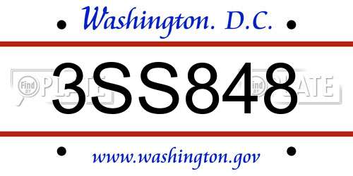 3SS848 District Of Columbia License Plate