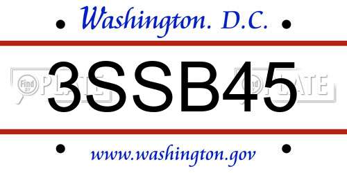 3SSB45 District Of Columbia License Plate
