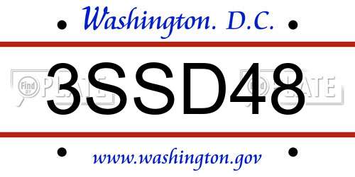 3SSD48 District Of Columbia License Plate