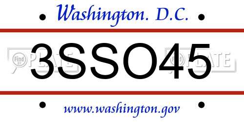 3SSO45 District Of Columbia License Plate