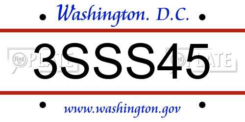 3SSS45 District Of Columbia License Plate