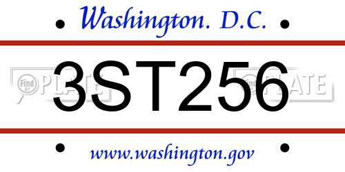 3ST256 District Of Columbia License Plate
