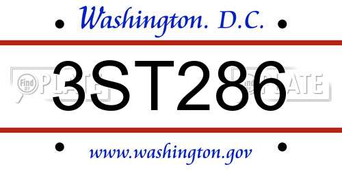 3ST286 District Of Columbia License Plate
