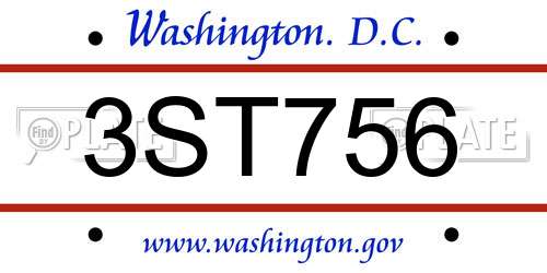3ST756 District Of Columbia License Plate