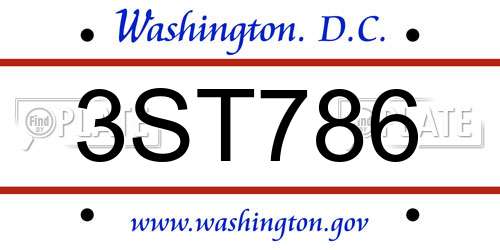 3ST786 District Of Columbia License Plate