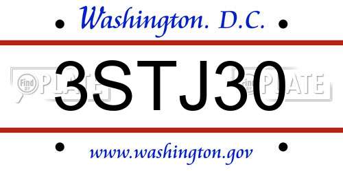 3STJ30 District Of Columbia License Plate