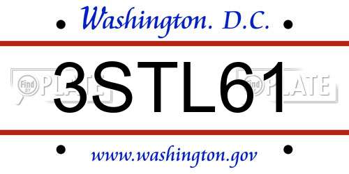 3STL61 District Of Columbia License Plate