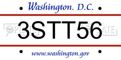 3STT56 District Of Columbia License Plate