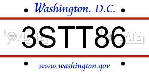 3STT86 District Of Columbia License Plate