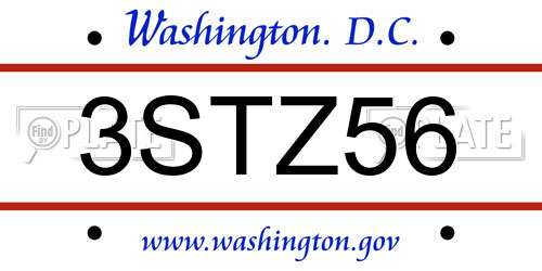 3STZ56 District Of Columbia License Plate