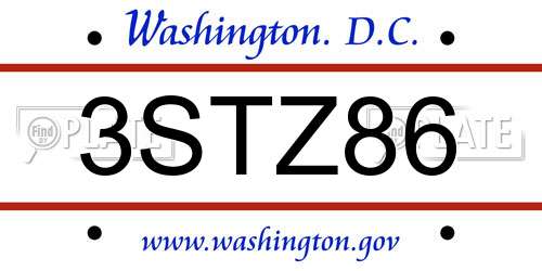 3STZ86 District Of Columbia License Plate