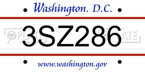 3SZ286 District Of Columbia License Plate