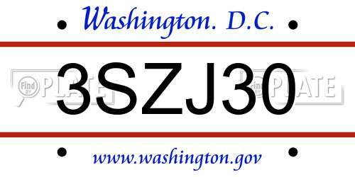 3SZJ30 District Of Columbia License Plate