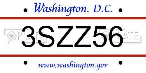 3SZZ56 District Of Columbia License Plate
