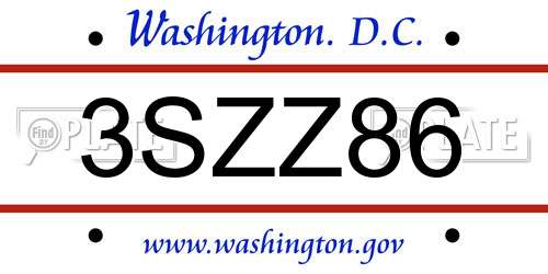 3SZZ86 District Of Columbia License Plate