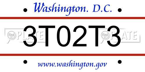 3T02T3 District Of Columbia License Plate