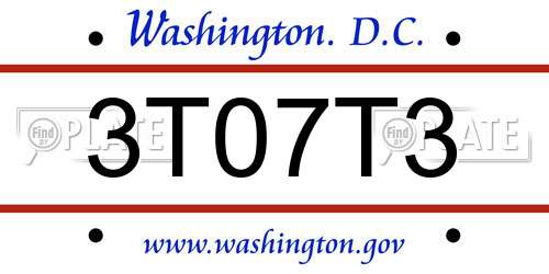 3T07T3 District Of Columbia License Plate