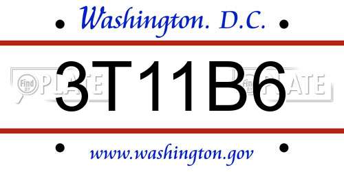 3T11B6 District Of Columbia License Plate